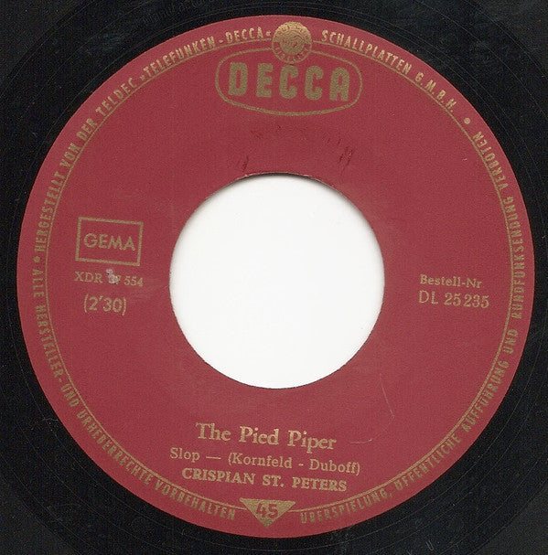 Crispian St. Peters : The Pied Piper / Sweet Dawn My True Love (7", Single)