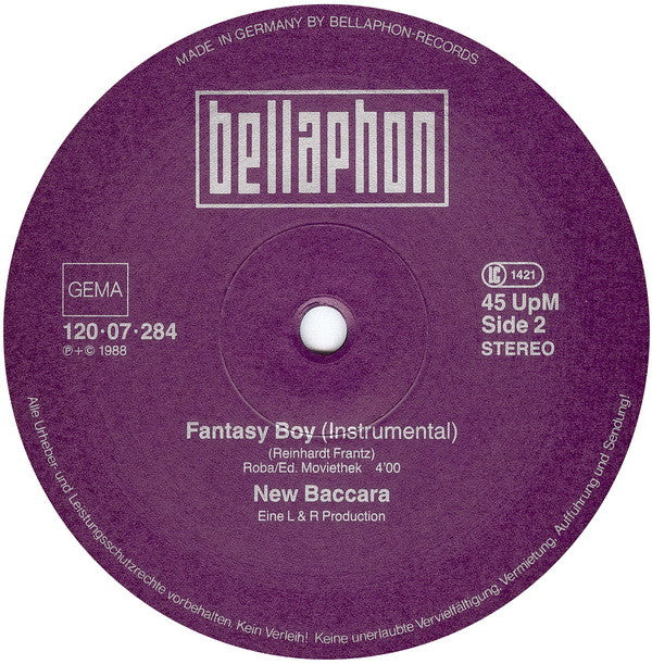 New Baccara : Fantasy Boy (Special Maxi Mix) (12", Maxi)