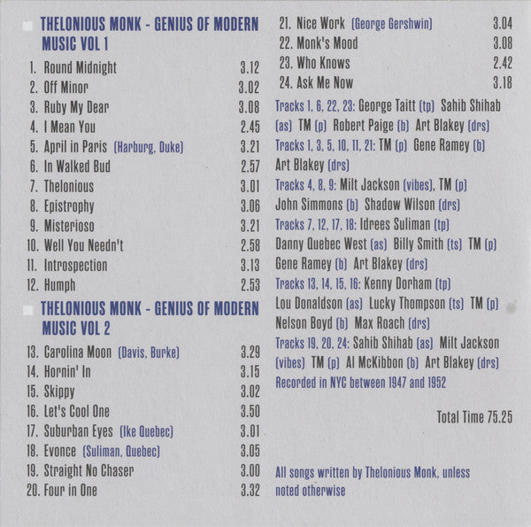 Thelonious Monk : Milestones Of A Legend (10xCD, RE, RM + Box, Comp)