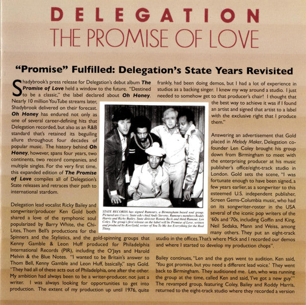 Delegation : The Promise Of Love (CD, Album, RE, RM)