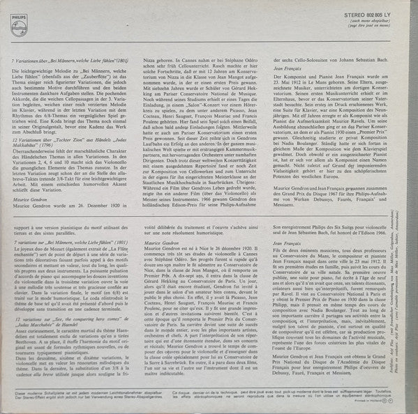 Schubert* / Beethoven* - Maurice Gendron, Jean Françaix : Schubert / Beethoven (LP, Album)