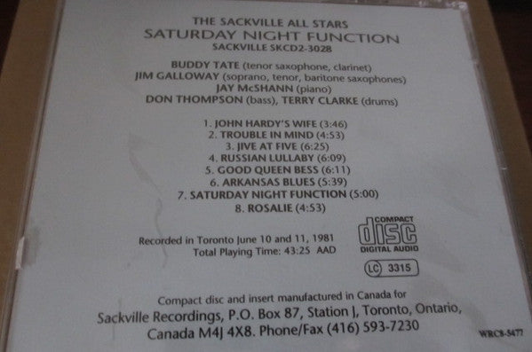 Sackville All Stars : Saturday Night Function (CD, Album, RE)