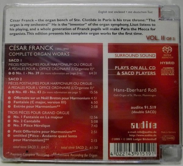 César Franck - Hans-Eberhard Roß* : Complete Organ Works Vol. II (2xSACD, Hybrid)