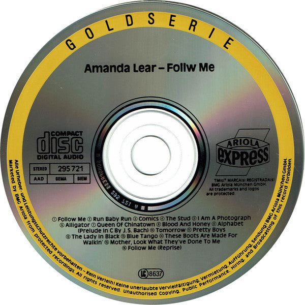 Amanda Lear : Follow Me (CD, Comp)