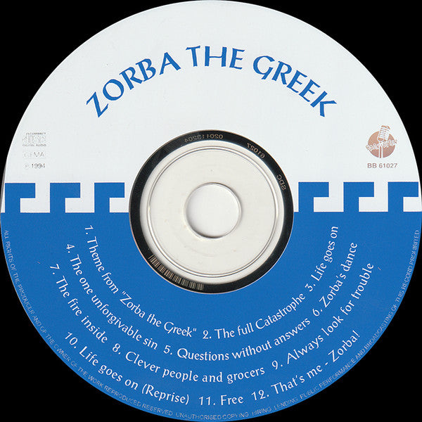 Mikis Theodorakis, Unknown Artist : Zorba The Greek (CD, Album, RE, RM)