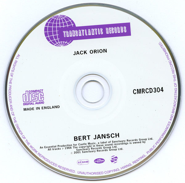 Bert Jansch : Jack Orion (CD, Album, RE, RM, RP)