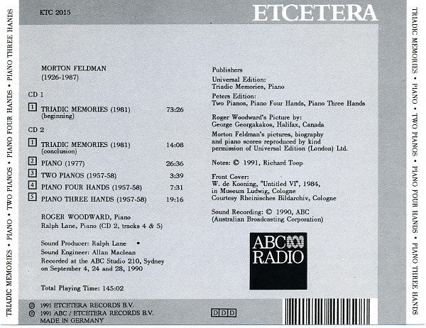 Morton Feldman - Roger Woodward : Triadic Memories (2xCD, Album)