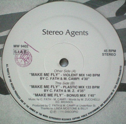 Stereo Agents : Make Me Fly (12")