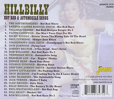 Various : Hillbilly Hot Rod & Automobile Songs (CD, Comp, Mono)