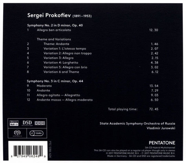 Prokofiev*, Vladimir Jurowski, The State Academic Symphony Orchestra Of Russia* : Symphonies 2 & 3 (SACD, Hybrid, Multichannel, DSD)
