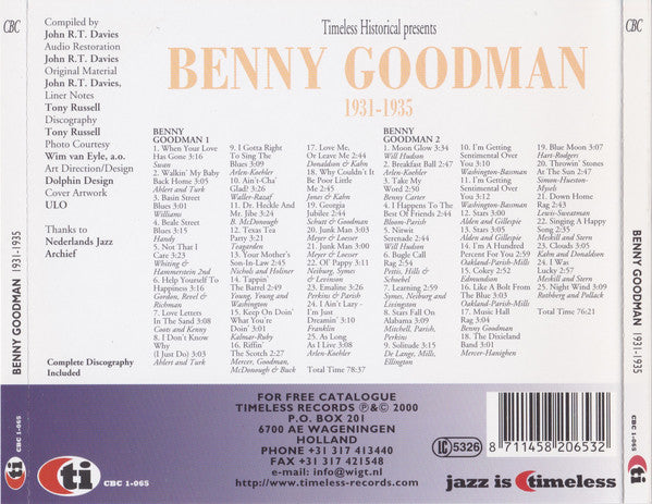 Benny Goodman : Benny Goodman - (1931–1935) (2xCD, Comp)