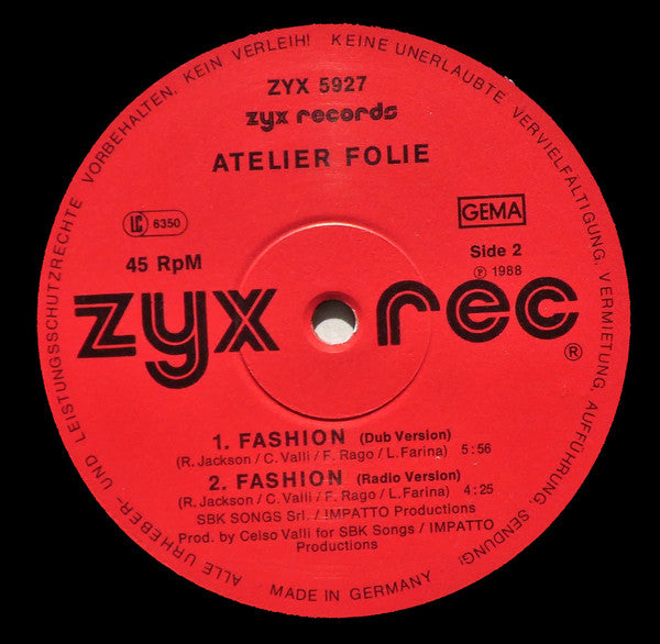 Atelier Folie : Fashion (12")