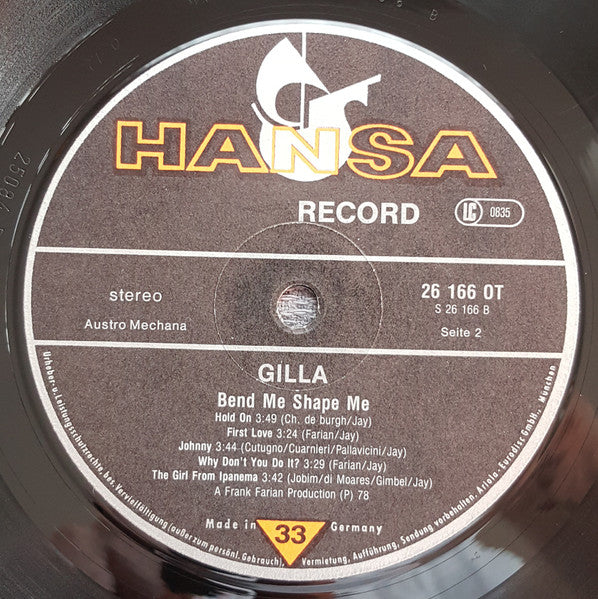 Gilla : Bend Me Shape Me (LP, Album)