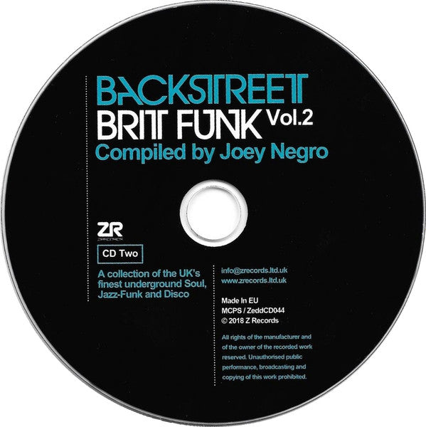 Joey Negro : Backstreet Brit Funk Vol. 2 (A Collection Of The UK's Finest Underground Soul, Jazz-Funk And Disco) (2xCD, Comp)