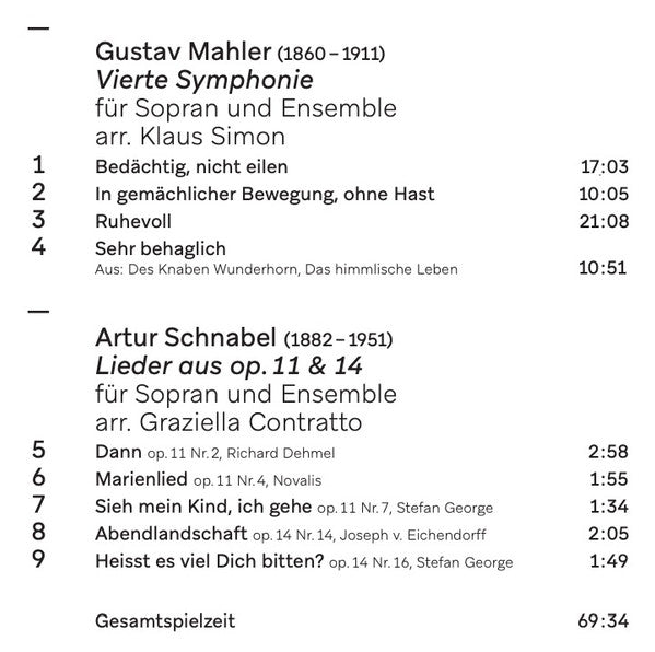Gustav Mahler, Artur Schnabel, Rachel Harnisch, MythenEnsembleOrchestral*, Graziella Contratto : Symphony No. 4; Lieder (CD, Album)