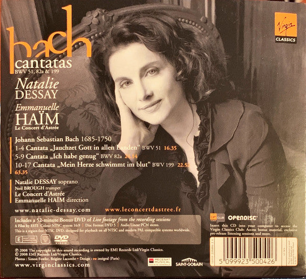 Johann Sebastian Bach, Natalie Dessay, Emmanuelle Haïm, Le Concert D'Astrée : Cantatas BWV 51, 82a & 199 (CD + DVD-V, NTSC)