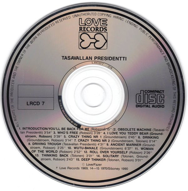 Tasavallan Presidentti : Tasavallan Presidentti (CD, Album, RE, RM, DAD)
