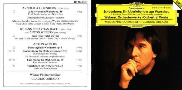 Schoenberg*, Webern* - Wiener Philharmoniker, Claudio Abbado : Ein Überlebender Aus Warschau = A Survivor From Warsaw = Un Survivant De Varsovie - Orchesterwerke = Orchestral Works (CD, Album)