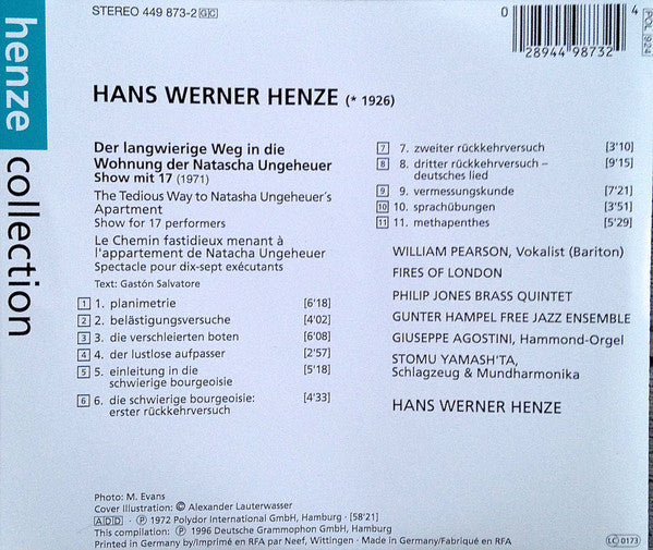 Hans Werner Henze : Der Langwierige Weg In Die Wohnung Der Natascha Ungeheuer (CD, Album, RE, RP)