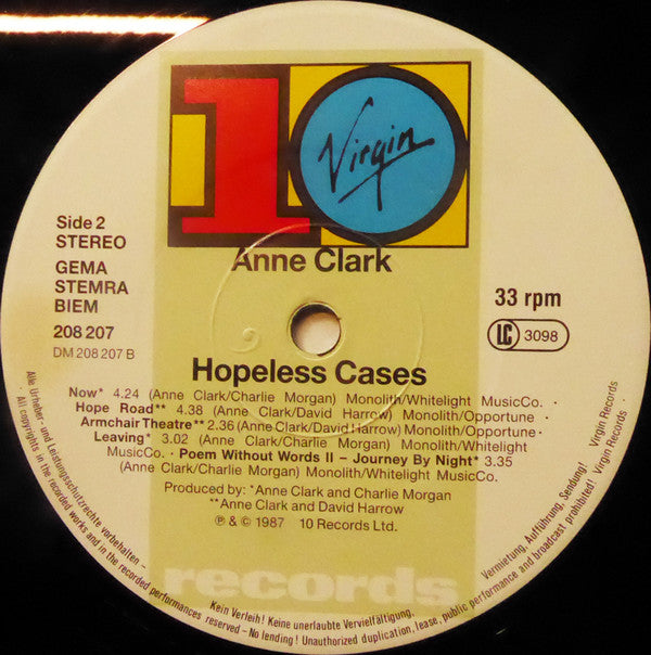 Anne Clark : Hopeless Cases (LP, Album)