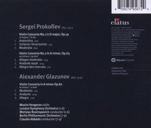Maxim Vengerov : Prokofiev Glazunov - Violin Concertos (CD, Comp, RE)