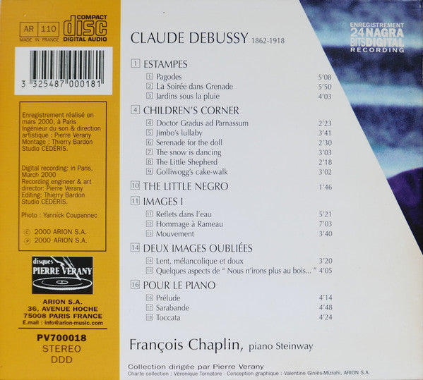 Claude Debussy, François Chaplin : L'Œuvre Pour Piano Volume 1 (CD, Album, 24 )
