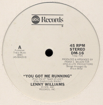 Lenny Williams : You Got Me Running (12", Promo)