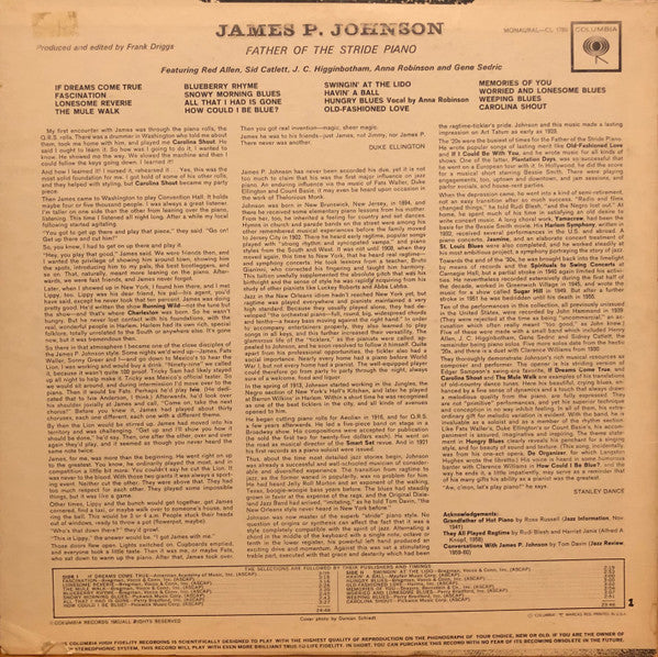 James Price Johnson : Father Of The Stride Piano (LP, Mono)