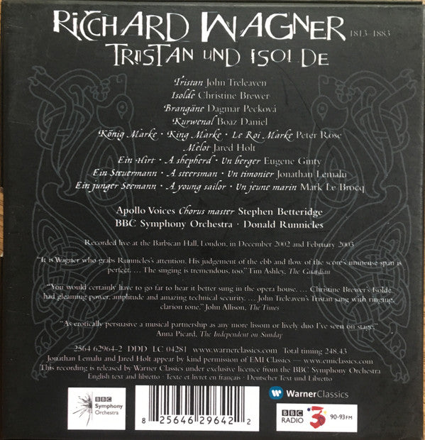Richard Wagner - John Treleaven · Christine Brewer · BBC Symphony Orchestra · Donald Runnicles : Tristan Und Isolde (Box, Album + 4xCD)
