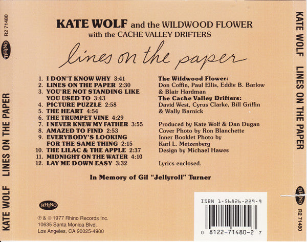 Kate Wolf : Lines On The Paper (CD, Album, RE)