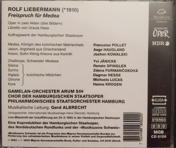 Rolf Liebermann : Freispruch Für Medea (CD)