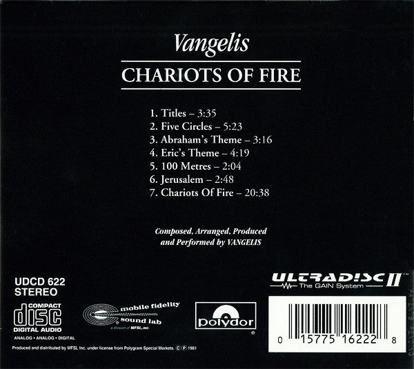 Vangelis : Chariots Of Fire (Music From The Original Soundtrack) (CD, Album, RE, RM, 24k)