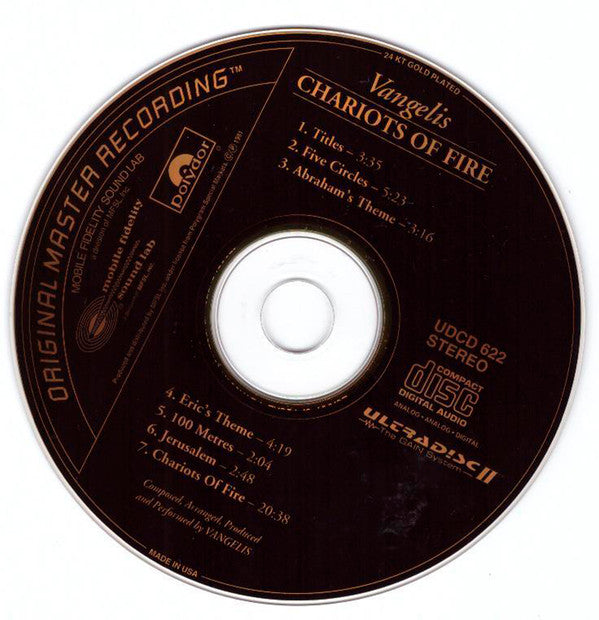 Vangelis : Chariots Of Fire (Music From The Original Soundtrack) (CD, Album, RE, RM, 24k)