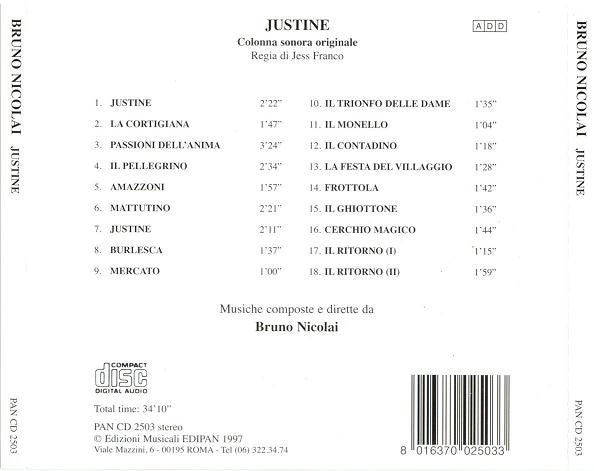Bruno Nicolai : Justine (Original Soundtrack) (CD, Album, RE)