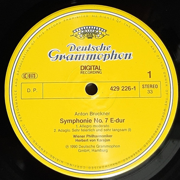 Anton Bruckner, Herbert Von Karajan, Wiener Philharmoniker : Symphonie No. 7 (LP)