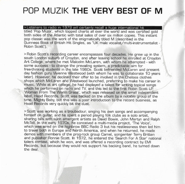 M (2) : Pop Muzik: The Very Best Of M (CD, Comp)