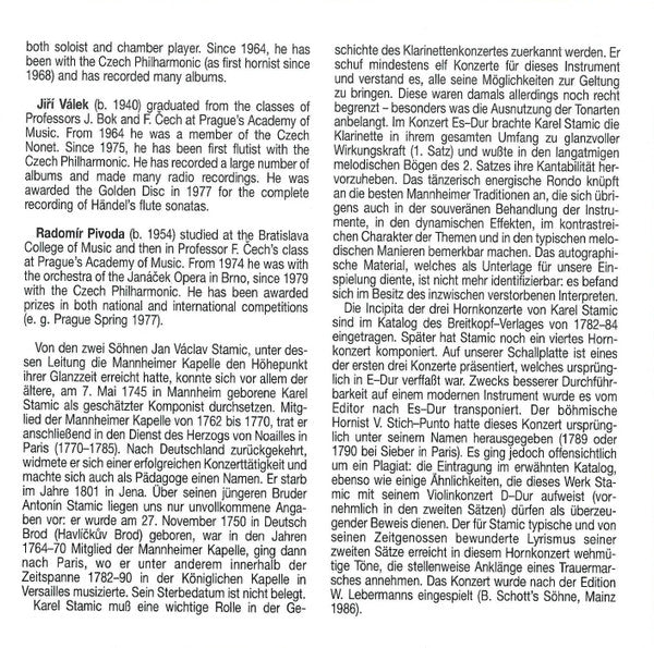 Carl Stamitz, Anton Stamitz, Prague Chamber Orchestra, František Vajnar : Stamic Family Concertos (CD, Album)