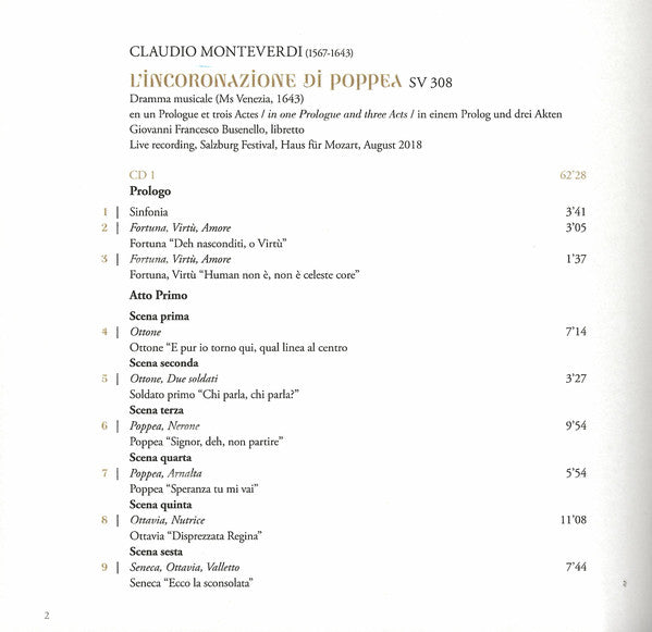 Claudio Monteverdi – Jan Lauwers ∣ Sonya Yoncheva ∣ Kate Lindsey ∣ Stéphanie d'Oustrac ∣ Vistoli* ∣ Dolcini* ∣ Quintans* ∣ Beekman* ∣ Visse* ∣ Desandre* ∣ Banjesevic* ∣ Debono* ∣ Fisher* ∣ Webb* ∣ Rowan* ∣ Ancely* ∣ Les Arts Florissants ∣ William Christie : L'Incoronazione Di Poppea (3xCD, Album + DVD-V, NTSC + Ltd, S/Edition, Dig)