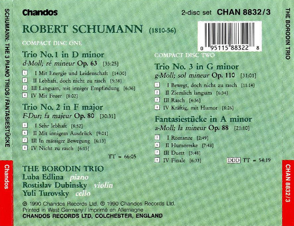 Schumann* - The Borodin Trio* : The Tree Piano Trios; Fantasiestücke Op. 88 (2xCD, Album)