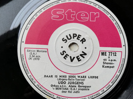 Udo Jürgens : Daar Is Niks Soos Ware Liefde (7", Single)