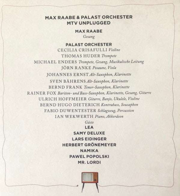 Palast Orchester Mit Seinem Sänger Max Raabe : MTV Unplugged (2xCD, Album)