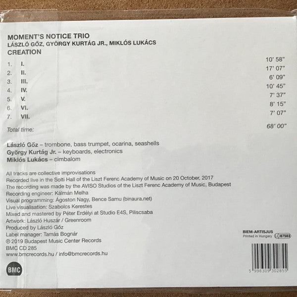 Moment's Notice Trio : Creation (CD)
