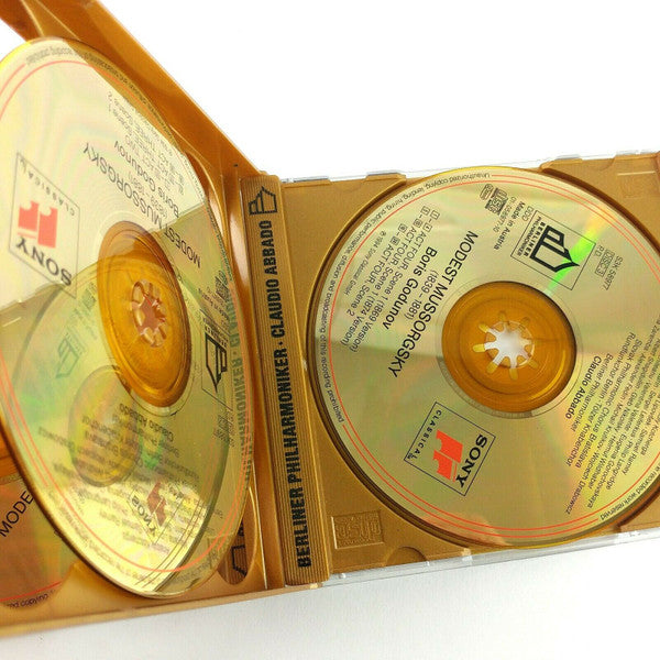 Modest Mussorgsky - Berliner Philharmoniker, Claudio Abbado, Anatoli Kotcherga, Marjana Lipovšek, Samuel Ramey, Sergej Larin, Sergei Leiferkus, Philip Langridge : Boris Godunov (3xCD, Album, Gol + Box)