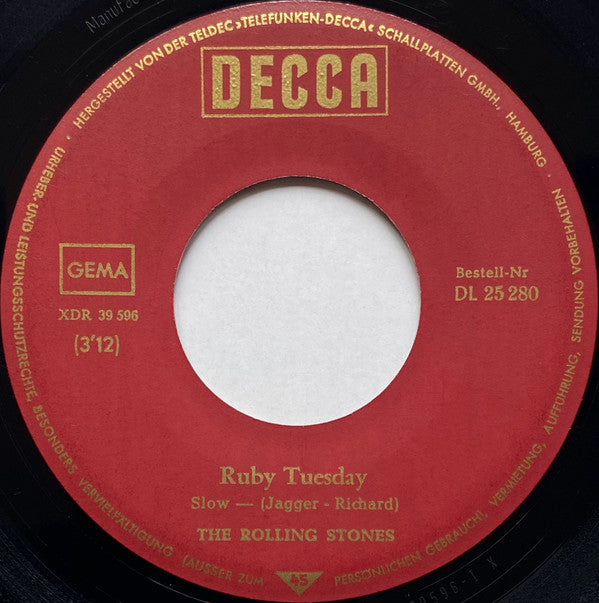 The Rolling Stones : Let's Spend The Night Together / Ruby Tuesday (7", Single)