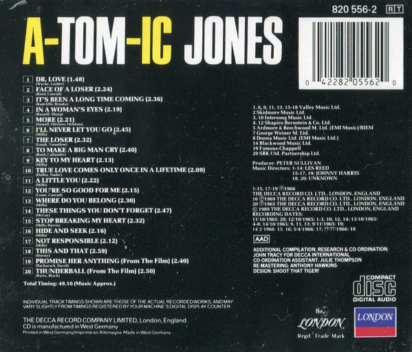Tom Jones : A-tom-ic Jones (CD, Album, RE, RM)