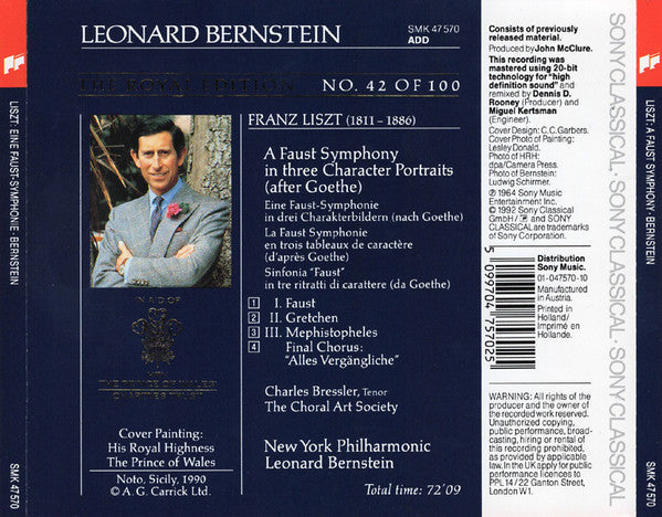Liszt* - Leonard Bernstein, Charles Bressler, The Choral Art Society, New York Philharmonic : A Faust Symphony (CD, Album, RE, RM)