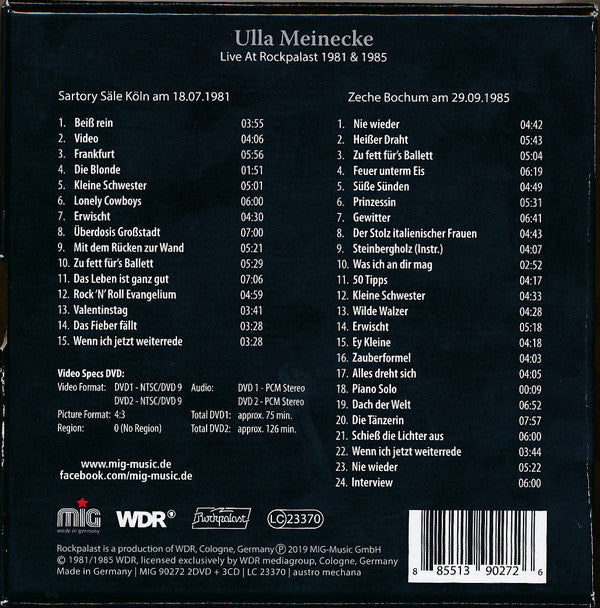 Ulla Meinecke : Live At Rockpalast 1981 & 1985 (3xCD + 2xDVD-V + Box)