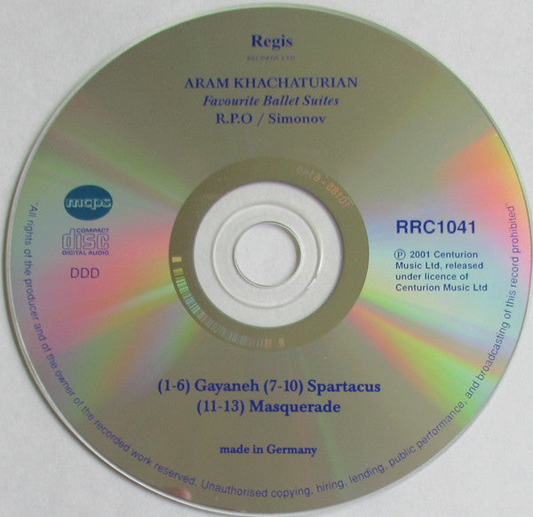 Aram Khatchaturian, Yuri Simonov, Royal Philharmonic Orchestra : Famous Ballet Suites - Spartacus, Gayaneh (CD)