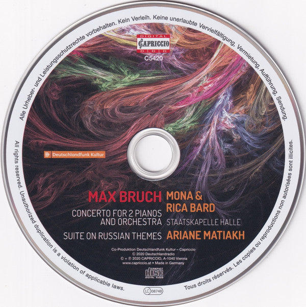 Max Bruch, Mona* & Rica Bard, Staatskapelle Halle, Ariane Matiakh : Concerto For 2 Pianos And Orchestra / Suite On Russian Themes (CD)