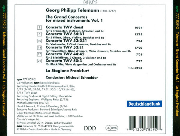 Georg Philipp Telemann - La Stagione Frankfurt*, Michael Schneider (2) : The Grand Concertos For Mixed Instruments Vol. 1 (CD, Album)